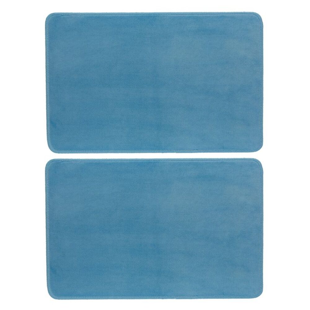 Gold Coast Low Profile Soft Microfiber Bath Rug in Light Blue 28 x 17 in, 2 Pack
